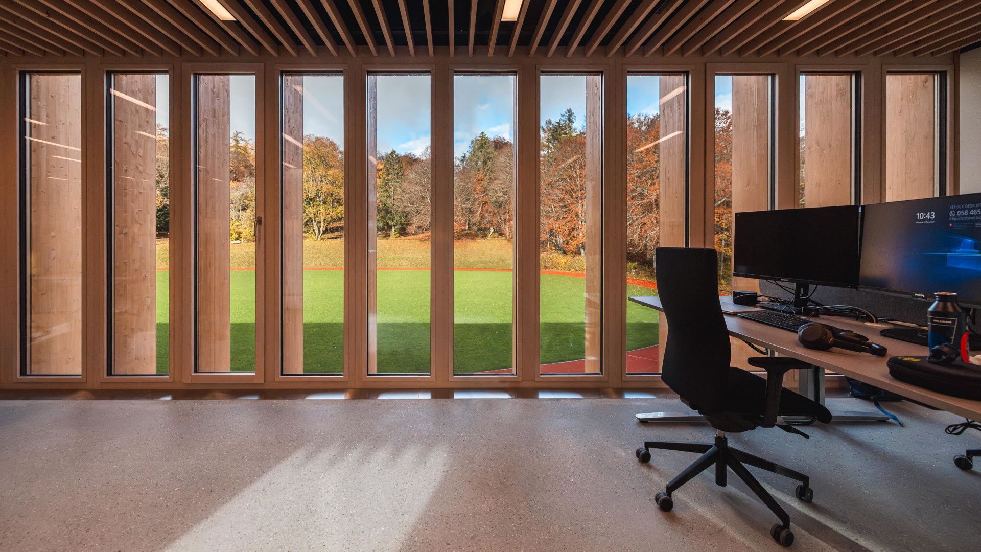 Büro im Gebäude Lärchenplatz, Neubau der EHSM in Magglingen, Arbeitsplatz