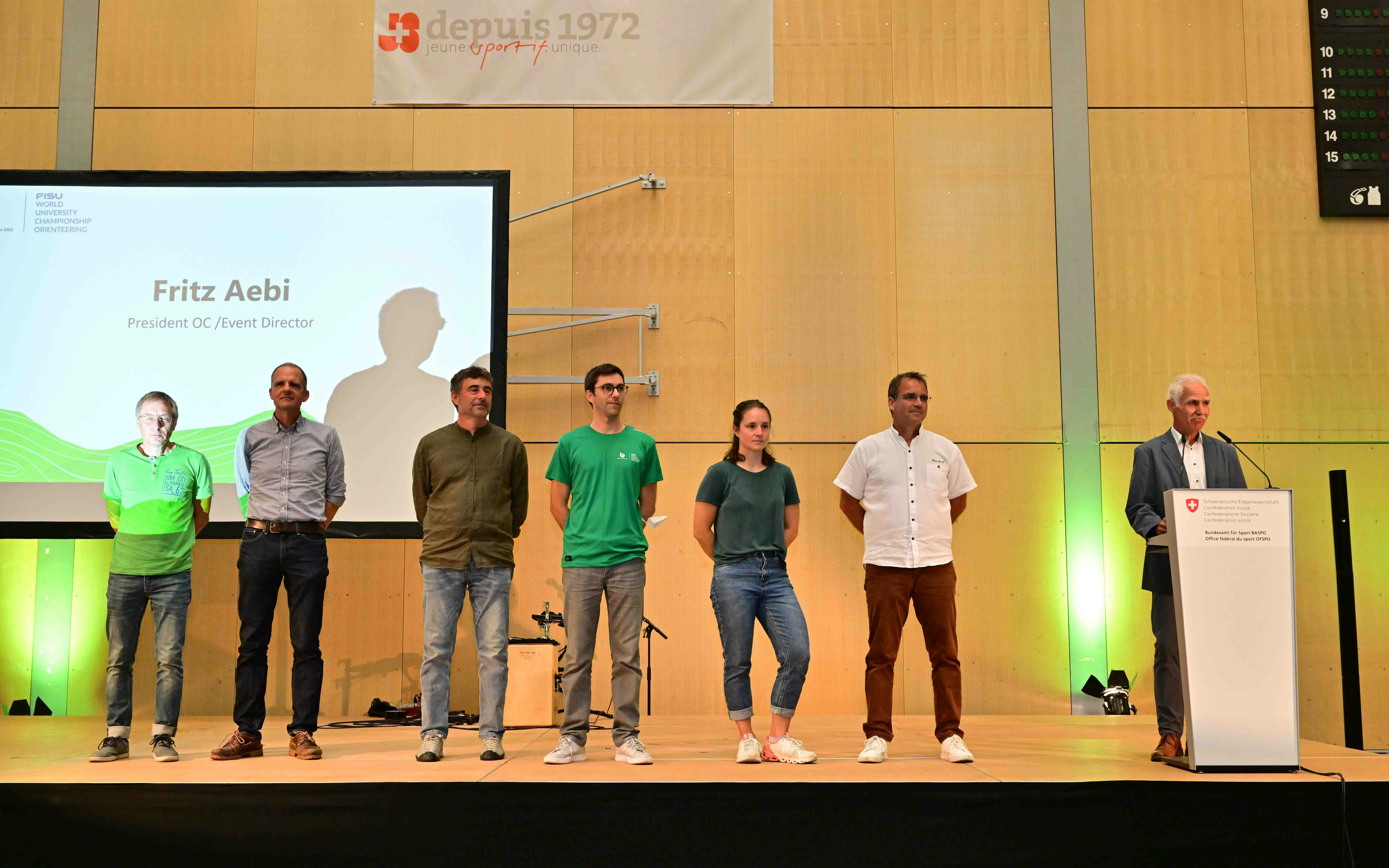 Magglingen, 21AUG22 - Impression of the FISU World University Championship Orienteering Closing ceremony taking place in Magglingen/Switzerland 21 August 2022. <br><br> WUCORIENTEERING2022/Rolf Gemperle<br><br>